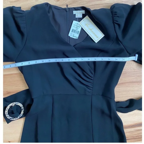 Shoshanna Esmeralda Puff-Sleeve Crepe Dress in Jet Black sz 2 NWT - Picture 14 of 16